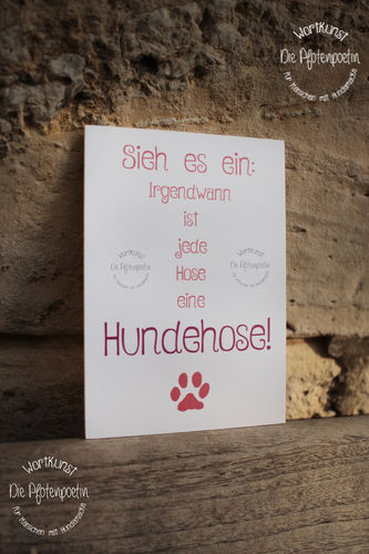 Hartschaum Postkarte Hundehose